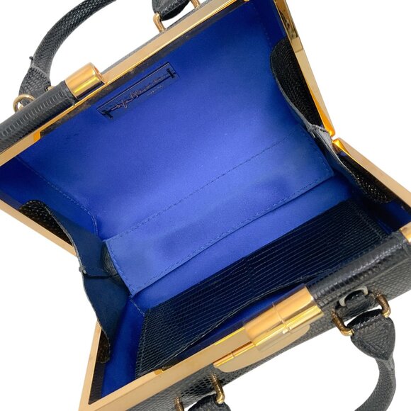 Tyler Ellis Black Lizard Small Jamie Doctor Bag - Picture 9 of 10